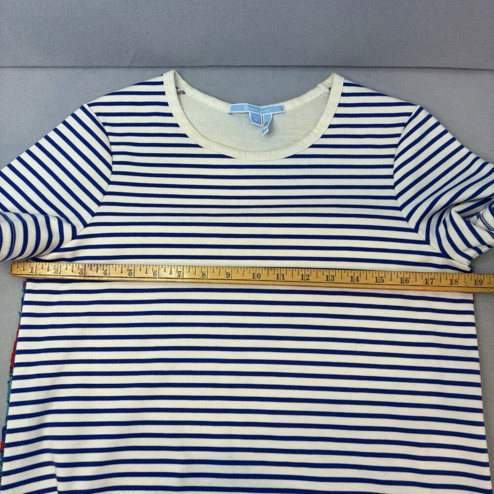 Draper James Striped Top Short Sleeve Embroidered Floral Size Small Boho, Casual - Picture 7 of 9